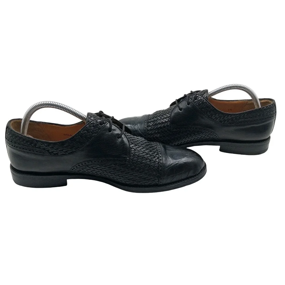 Mezlan Shoes Mens Size 9.5 Black Crocodile Woven Salinas Cap Toe Derby Dress